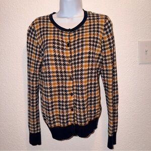 Ann Taylor Factory Houndstooth Cardigan in Black and Yellow